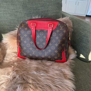 Louis Vuitton Monogram Satchel in Red and Brown -COA included
